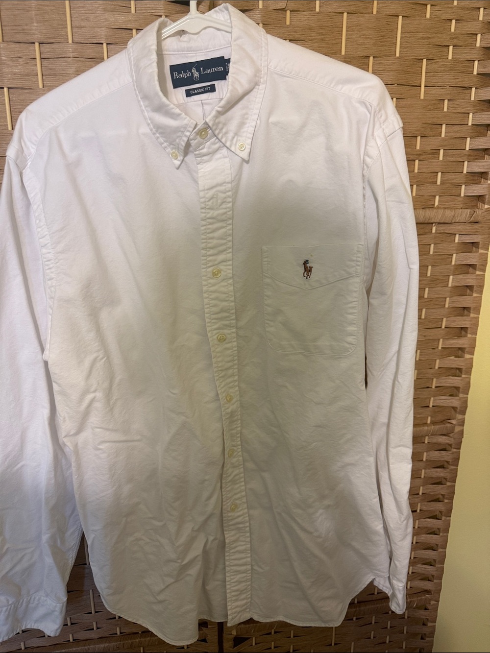 Ralph Lauren White Button-Down Oxford Shirt with Embroidered Pony